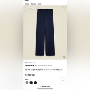 Wide leg j crew women’s trousers